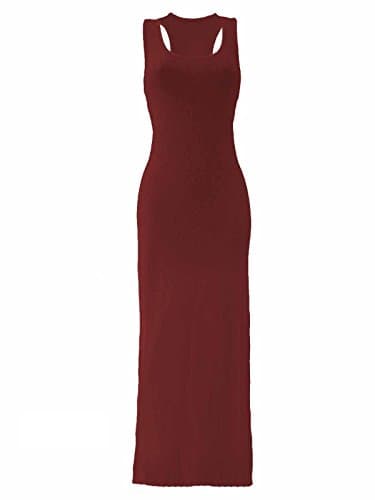 BLISSRETAILWomen Ladies Vest Racer Muscle Back Jersey Long Summer Maxi Dress Plus Size 8-18 (12, Wine)
