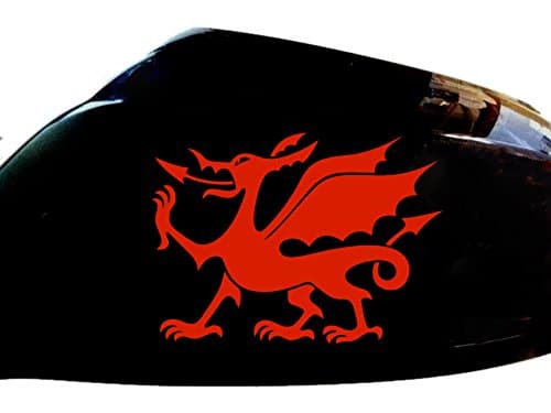 Cymru Welsh Dragon Car Stickers Wing Mirror Styling Decals (Set of 2), Red