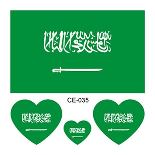 2018 World Cup Top 32 National Flag Body Face Sticker Temporary Tattoo Stickers Heart-shaped on Face Arm 32 Teams size Saudi Arabia