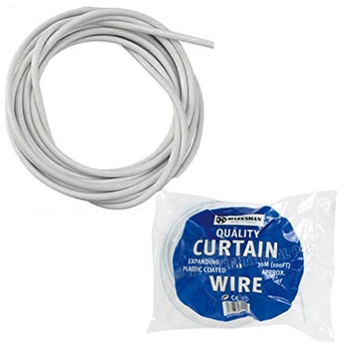 Fun Daisy 30M White Plastic Coated Curtain Wire Hanging Cord Cable Hook Eye Window Net