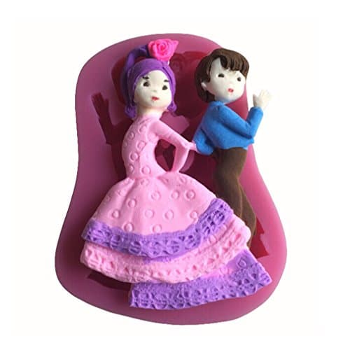 LYNCH Dancing Boy And Girl Decoration Acrylic Resin Silicone Fondant Soap Mold ,Pink