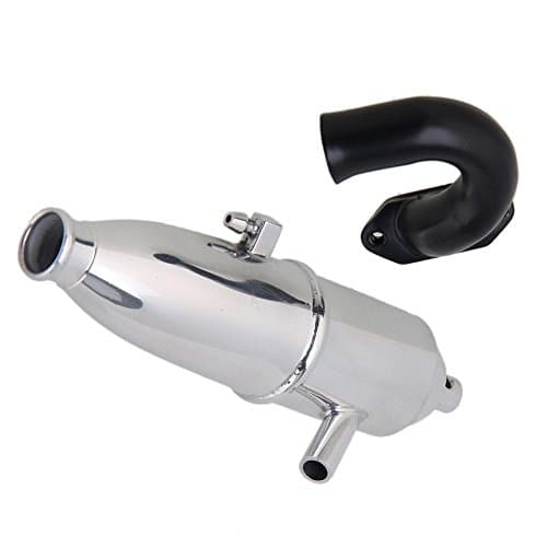 Yiguo Silver L130mm Aluminum Alloy W10003 Exhaust Pipe Tubing &amp; Header Manifold Parts for RC 1:10 Car