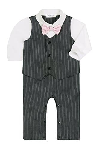 Baby Boy Wedding Tuxedo Waistcoat 1pc Design Outfit Suit (3-6 Month, Dark Grey)