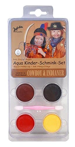 Aqua Children's Make-Up Set Cowboys Indians (4 Colours with Brush-Water-Soluble)-TOP quality