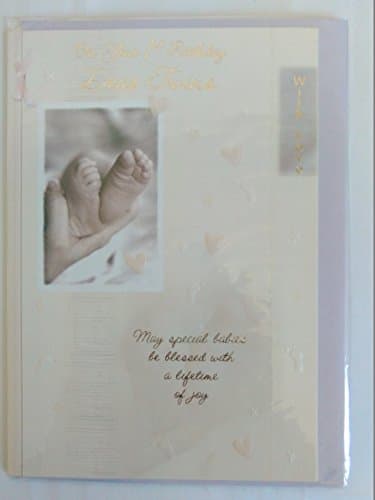 It's Your 1st Birthday Dear Twins Best Wishes Twins 1st First Birthday Card Tiny Feet/Hands/Words Glitter/Foil Detail(WS30287)