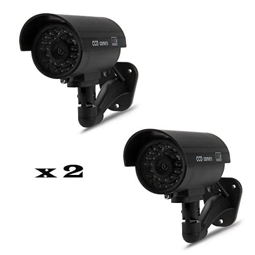 CAMARA SIMULADA Security x2 units Surveillance Battery-Operated LED Light for Wall