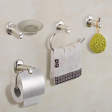 Bathroom Accessories Set,Silver Finish Wall Mount,Robe Hook, Toothbrush Holder and Tower Bars And Toilet Paper Holders