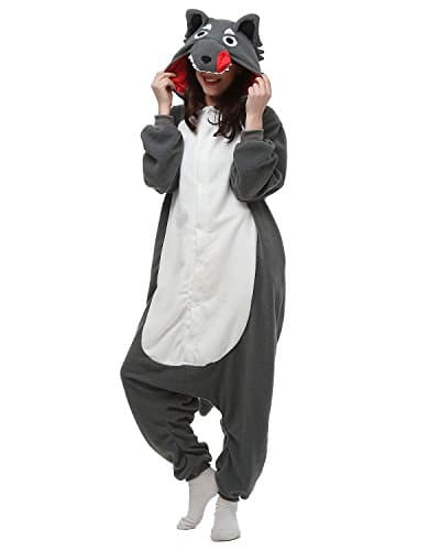 Adult Women & Men Grey Wolf Onesies Kigurumi Pajamas Cosplay Party Outfits Costume Animal Homewear S
