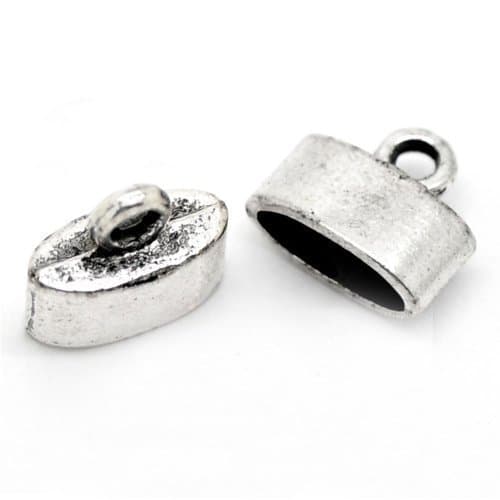 Flat Silver End Caps 12 x 10 mm for 3.5 x 9.5 mm Cord Pack of 10