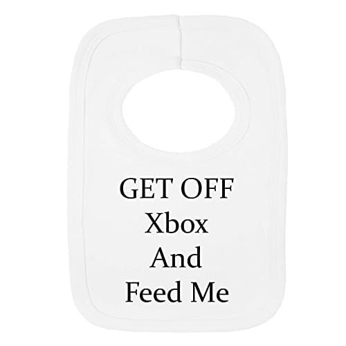 PERSONALISED BIB - GET OFF XBOX AND FEED ME (NO STICKERS)- BEAUTIFULLY EMBROIDED