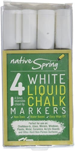 Native Spring White Liquid Chalk Marker Pens 4.5mm Reversible Tip 4-Pack