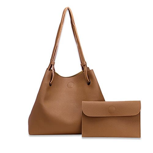 Womens PU Leather Handbags 2 PCS Set, Shoulder Tote Top Fashion Bags with Matching Wallet Purse , Satchel for Ladies Large Capacity