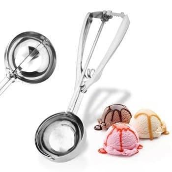 6cm Stainless Steel Ice Cream Scoop Spring Handle Ice Cream Mashed Potato Cookie Scoop Spoon Cooking Tools by Thinkpack