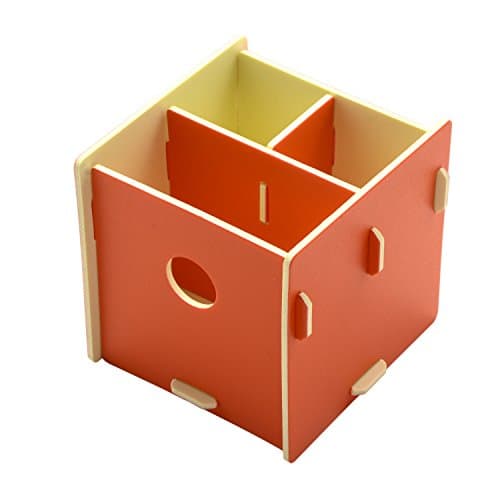 Office Desk Organizer Makeup Cosmetic Brushes Holder Storage Box, DIY Desktop Supply Storag Pen/Pencil Holder Container (Orange)