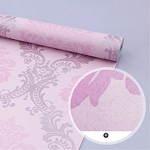 LoveFaye Retro Pink Damask Self-Adhesive Furnitures Protective Paper Removable Wallaper for Living Room Bedroom Valentine's Day Gift