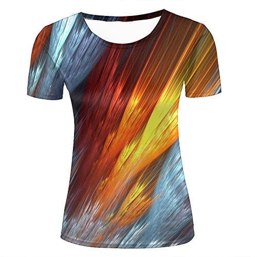 Women's Fashion T Shirt 3D Print Feathers Magical Abstract Peculiar Unisex Couple Short Sleeve Tees Top XS