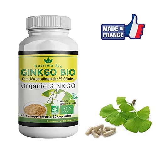 Ginkgo Biloba Bio 90 capsules of Nutrima Bio- 180 MG - Acts on micro-circulation-INCLUDED : Invoice, Customer service-Brings Energy and Tonus-Ginkgo 100% Natural for more intellectual and physical vivacity