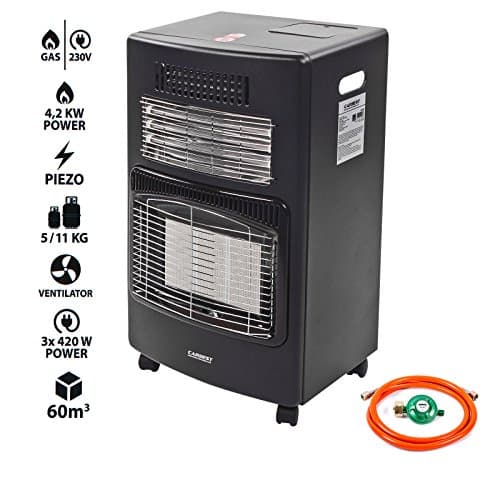 GASTEC &amp; Power 4.2 kW Spaces Up To 60 M3 for Awning including Gas Pressure Regulator with 1.5 m Hose