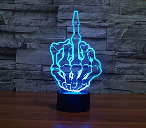 WCUI The 3 D Small Desk Lamp, Creative The LED A Birthday Present The Middle Finger Desk Lamp Seven Color Touch Visual Light The Wedding Decoration USB Plug-in Electric Valentine's Day Desk Lamp Touch Switch Select ( Size : 257*138*87mm )