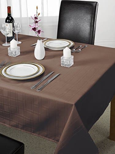 Luxury Jacquard Chequers Design Tablecloth Chocolate 60x84 " Inch