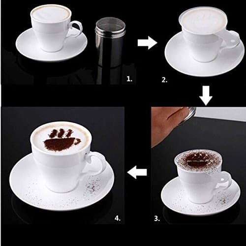 16 Pcs set Fashion Cappuccino Coffee Barista Stencils Template Strew Pad Duster Spray Tools by Leayao