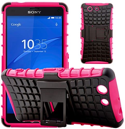 G-Shield Case for Sony Xperia Z3 Compact, Shock Absorption Cover with Kickstand, Hot Pink