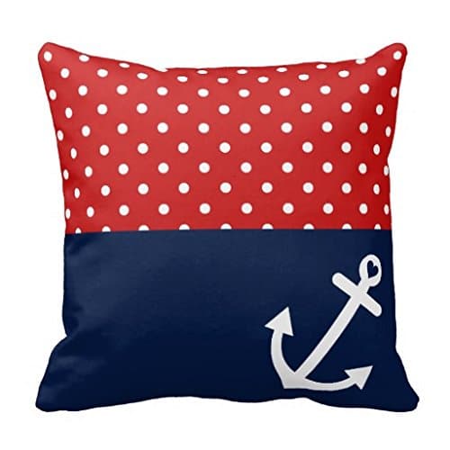 Home Decorative Square Pillow Case Cushion Cover 24X24 Inches Classic Polka Dot Nautical Love