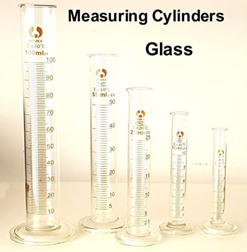 Glass Measuring Cylinder Tubes Set of 5 100ml,50ml,25ml,10ml & 5ml