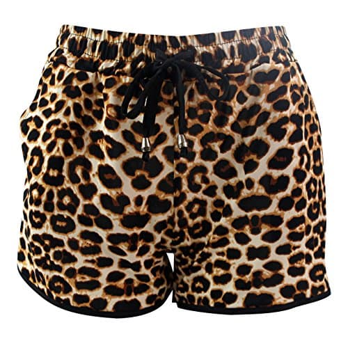 Share Women Leopard Short Pants Sport Casual Shorts Mini Trouser Elastic High Waist Loose Hot Print Summer Pants