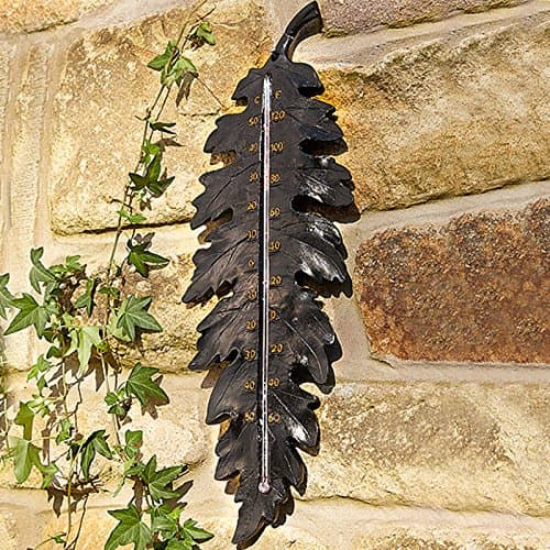 Leaf Garden Wall Thermometer - Decorative Outdoor Weatherproof Instrument in Celsuis Fahrenheit