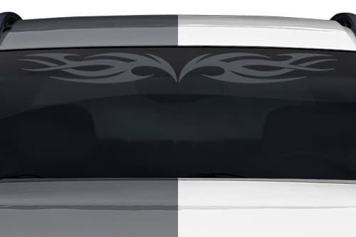 Sticky Creations - Design #118 Tribal Flame Windshield Decal Sticker Vinyl Graphic Rear Back Window Banner Tailgate Car Truck Van Motorcycle Go Cart Trailer Wall | 36"x4.25" - Charcoal Metallic