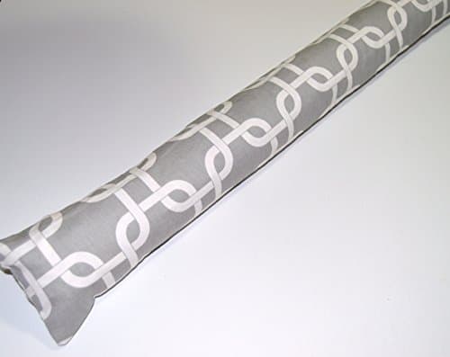 Door Draft Stopper Cedar Fill 48 inch Grey and White Cotton Twill