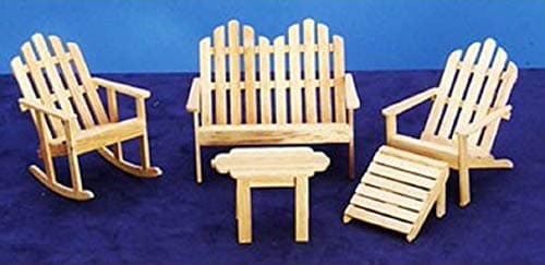 Melody Jane Dollhouse Light Oak Patio Set Adirondack Miniature Garden Furniture