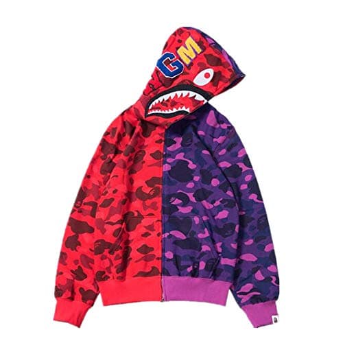 Fashion Bape Camo Colorblock Print Casual Zip Hoodie for Men/Women