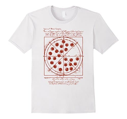 Mens Vitruvian pizza t shirt Large White