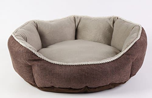IPETJOY Pet Self Warming Extra Comfy Cotton-Padded Rim Cushion and Nonslip Bottom Beds For Dogs&amp;Cats (BROWN)
