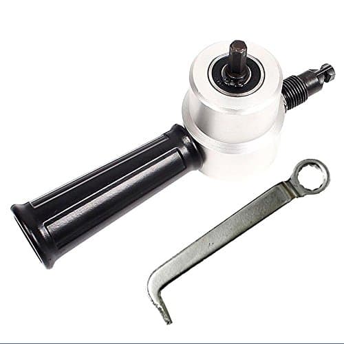 Drill Warehouse Steel Double Head Sheet Nibbler Metal Cutter Holder Tool Saw Shear Cutting Drill Attachment Hand Tool Power Drill 360°1500-3000RPM