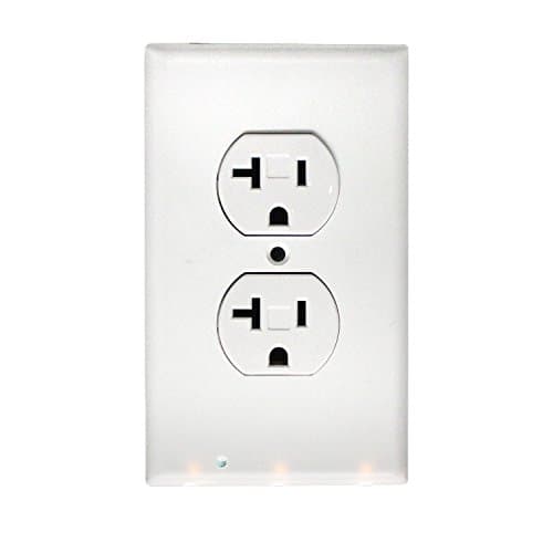 Night Light Wall Outlet - SECKATECH 20 AMP Wall Receptacle Coverplate with LED Night Lights, White