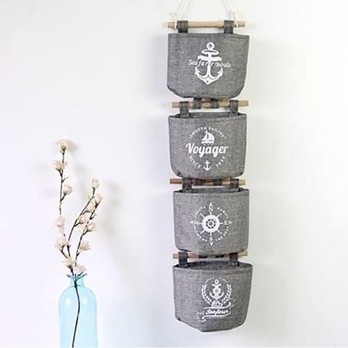 Mzwodmu Practical Navy Anchor Wheel Pattern Home Decor Hanging Hanger Storage Bag