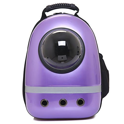 Petkuguo Pet Backpack Bubble Portable Capsule Space Backpack Airline Travel Approved Carrier Bag for Cats and Dogs Purple