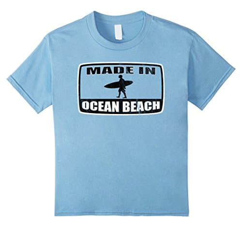 Kids Made In Surfing Ocean Beach T-Shirt 12 Baby Blue