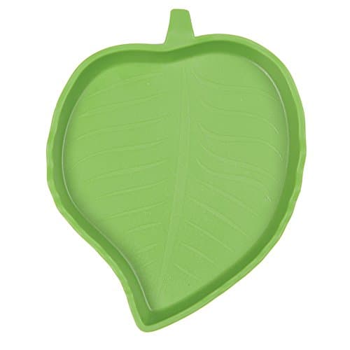 Plastic Reptile Food Water Bowl Terrarium Dish Aquarium Ornament Leaf Shape