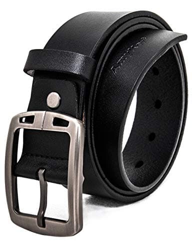 Men Belts Classic Genuine Leather Anti-Scratch Pin Buckle Casual Belts for Jeans or Trousers Wide 1.49" Ak001