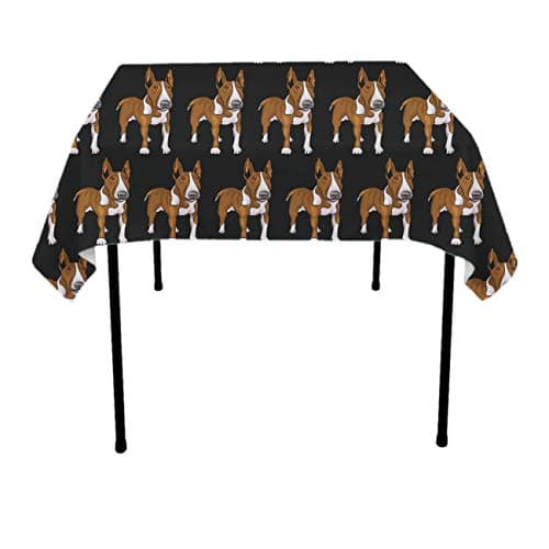 GOAEACH Table Cloth, Dust-Proof Stain Resistant Tablecovers, Square/Rectangular Bull Terrier Dog Machine Washable Table Toppers for Outdoor Party, Glam Wedding Decor
