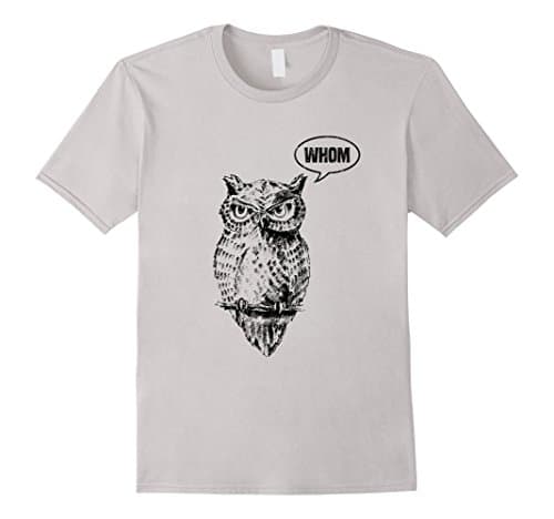 Men's Owl Grammar T-Shirt Teacher Cool Gift Shirts XL Silver