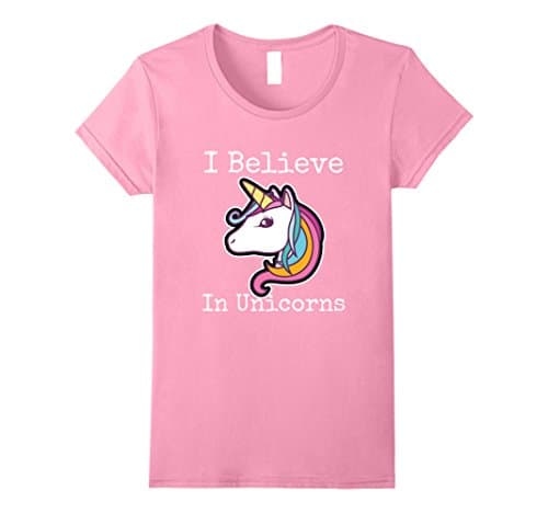 Womens I Believe In Unicorns Tee Shirt Large Pink