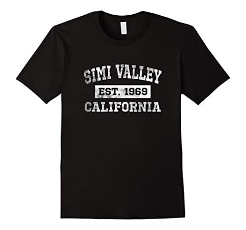 Men's Simi Valley California T Shirt Est. 1969 Distressed Large Black