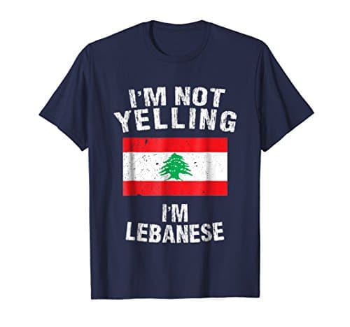 Mens Lebanese Shirt - Lebanon Flag TShirt- I'm Not Yelling I'm Small Navy
