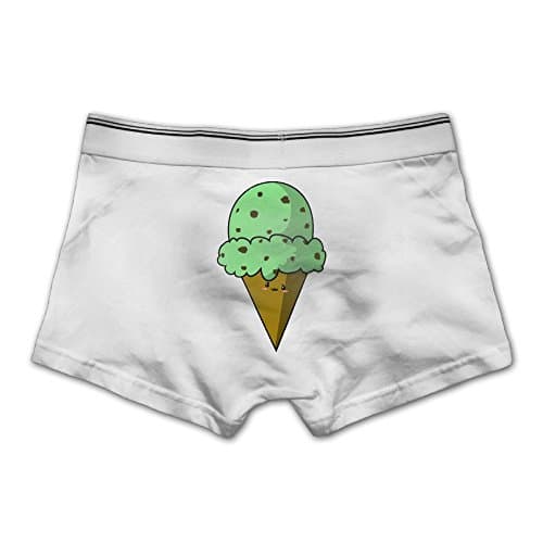 Rongyingst Men's Mint Ice Cream Underwear Fashion Boxer Briefs Cotton Stretch Low Rise Trunks XL White