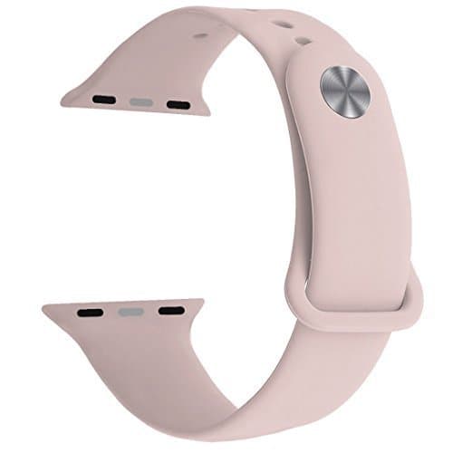 38mm Apple Watch Band,iMOMO Soft Silicone Sport Band [3 Pieces for 2 Lengths] Large/Small Wrist Strap Replacement for Apple Watch 1 2 3 All Models 38mm - Pink Sand